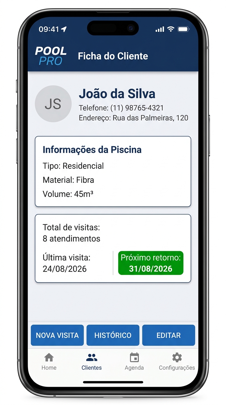 APP Piscina Pro - Ficha do Cliente
